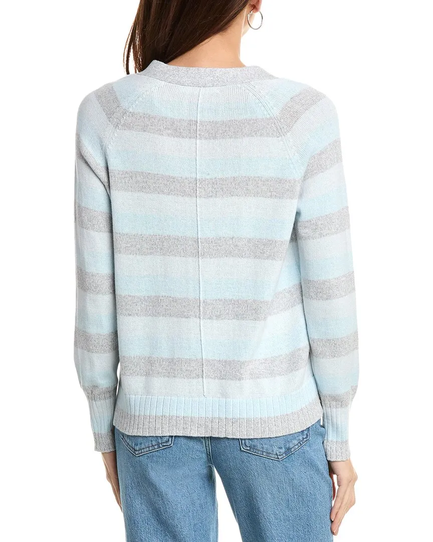 Hannah Rose Marled Stripe Cashmere-Blend Cardigan