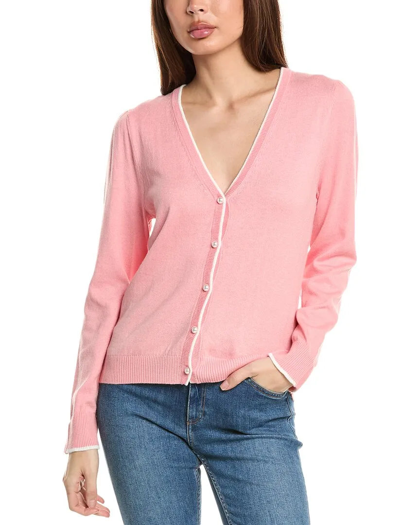 Hannah Rose Pearl Button Trimmed Cashmere-Blend Cardigan