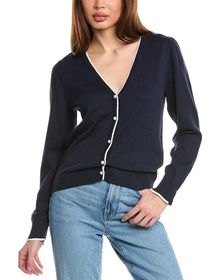 Hannah Rose Pearl Button Trimmed Cashmere-Blend Cardigan