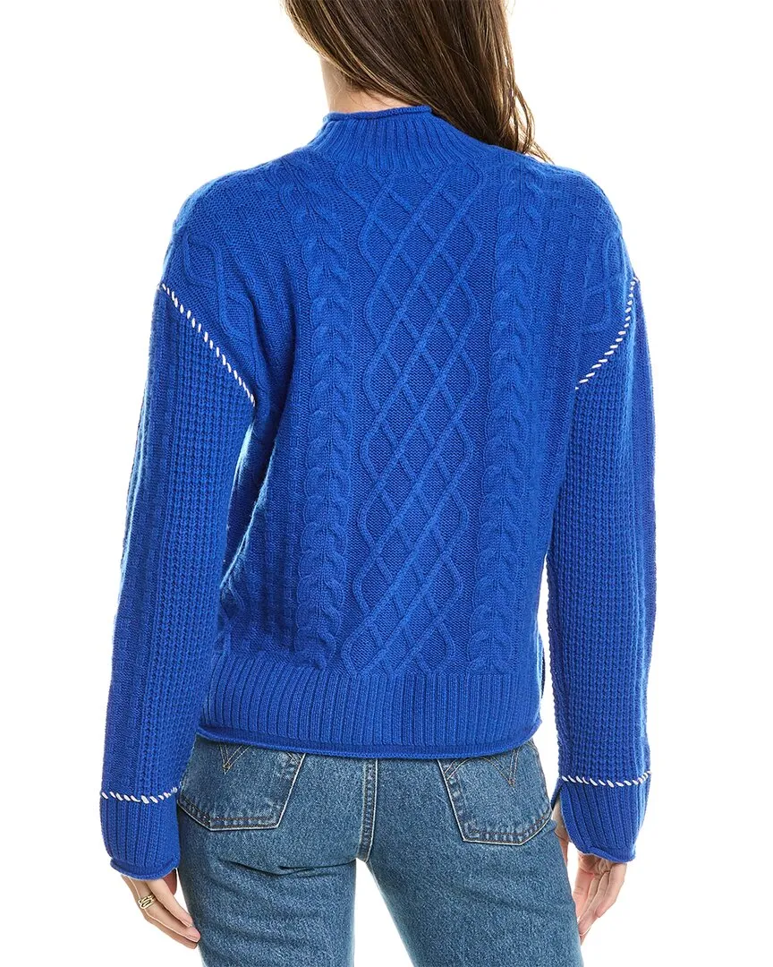 Hannah Rose Whipstitch Cable Wool & Cashmere-Blend Pullover
