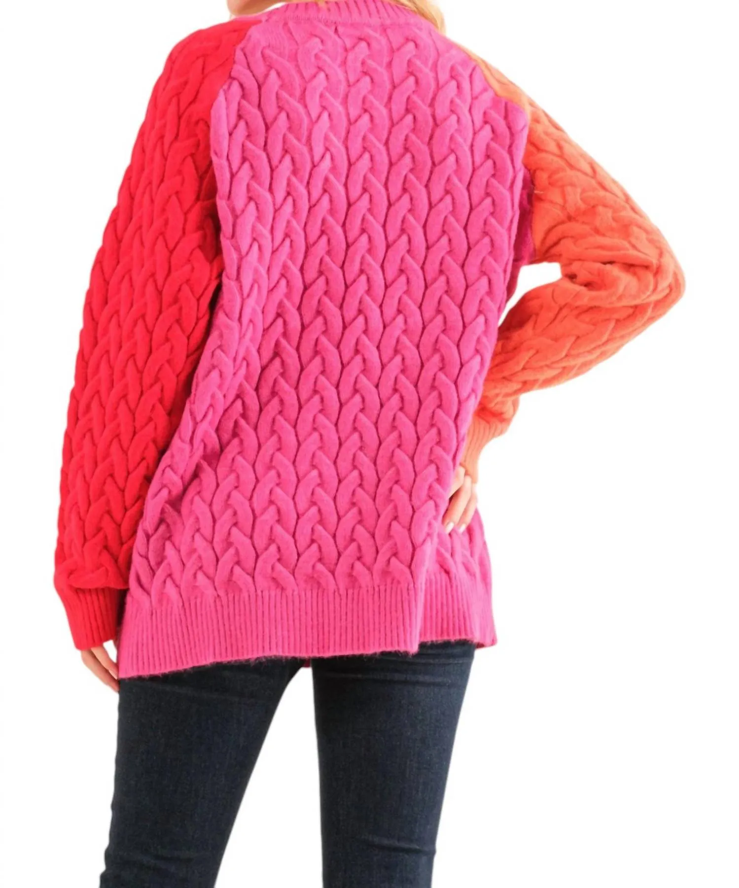 Here We Go Again Sweater In Pink Multi