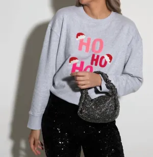 Ho Ho Ho Sweatshirt In Grey