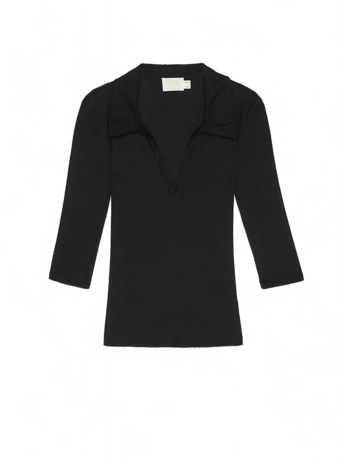 Hollace Three Quarter Sleeve Polo In Jet Black