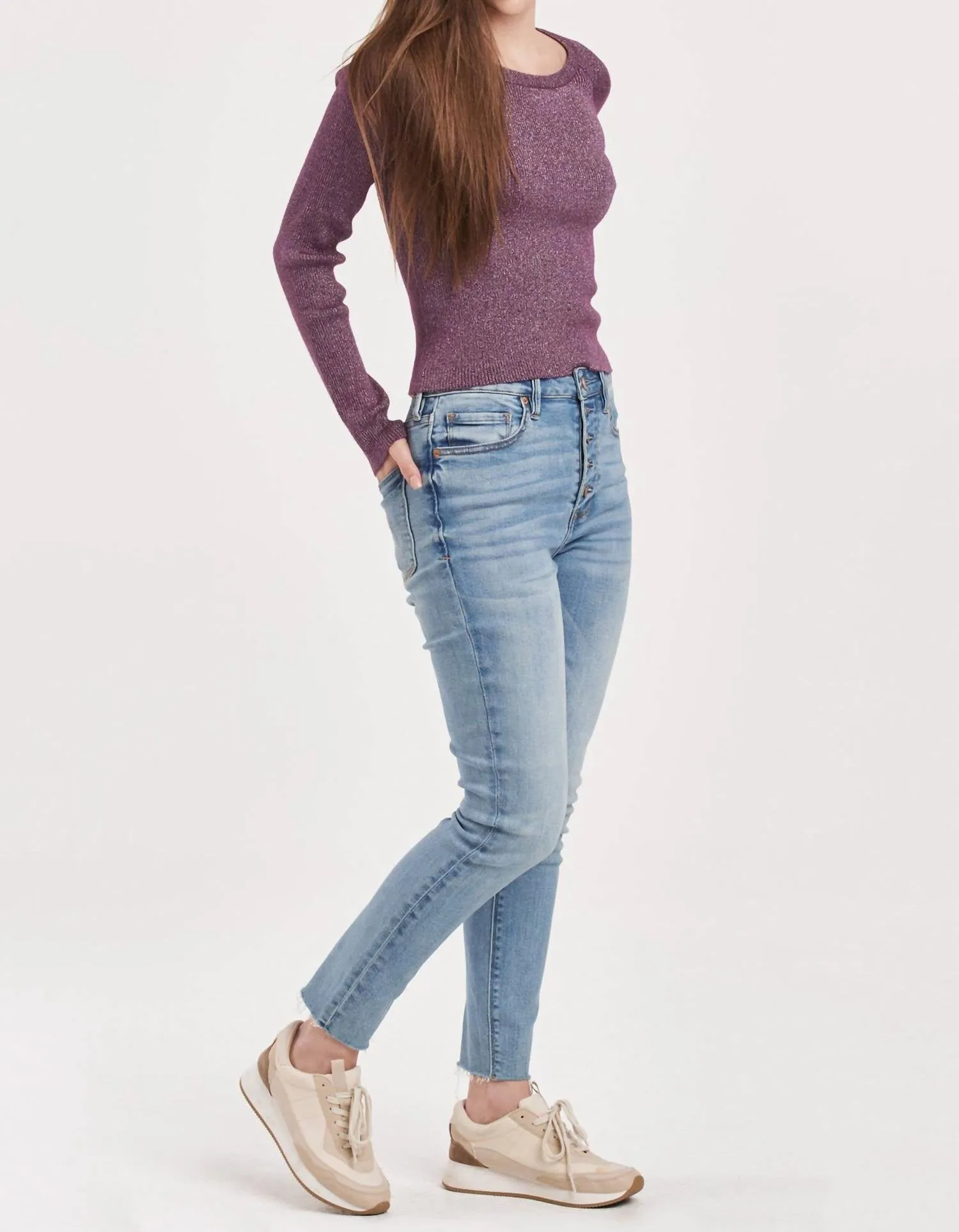 Holland Scoop Neck Sweater In Purple