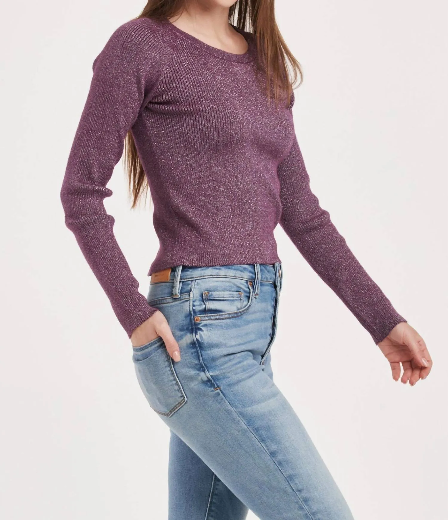 Holland Scoop Neck Sweater In Purple
