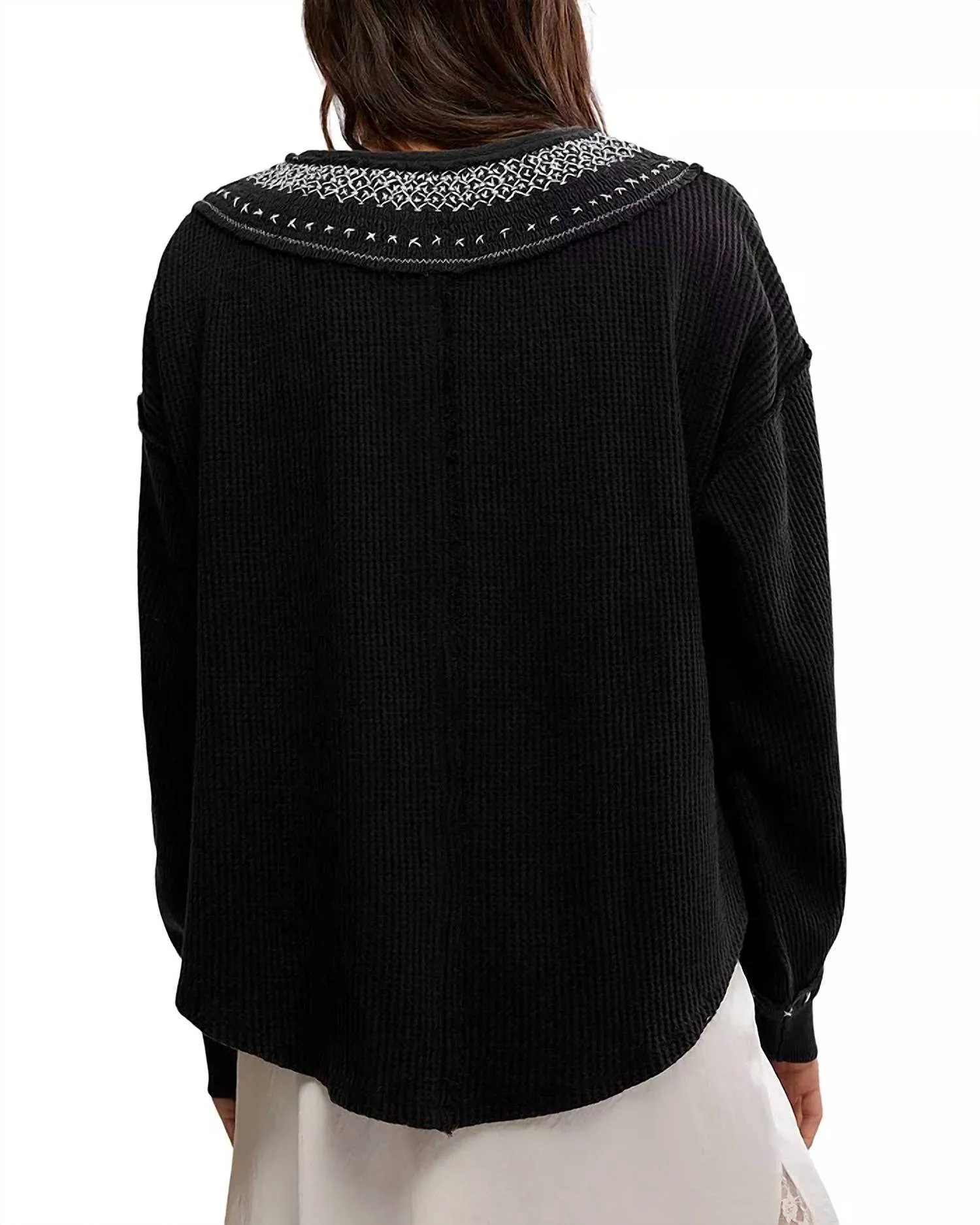 Holly Henley Sweater In Black