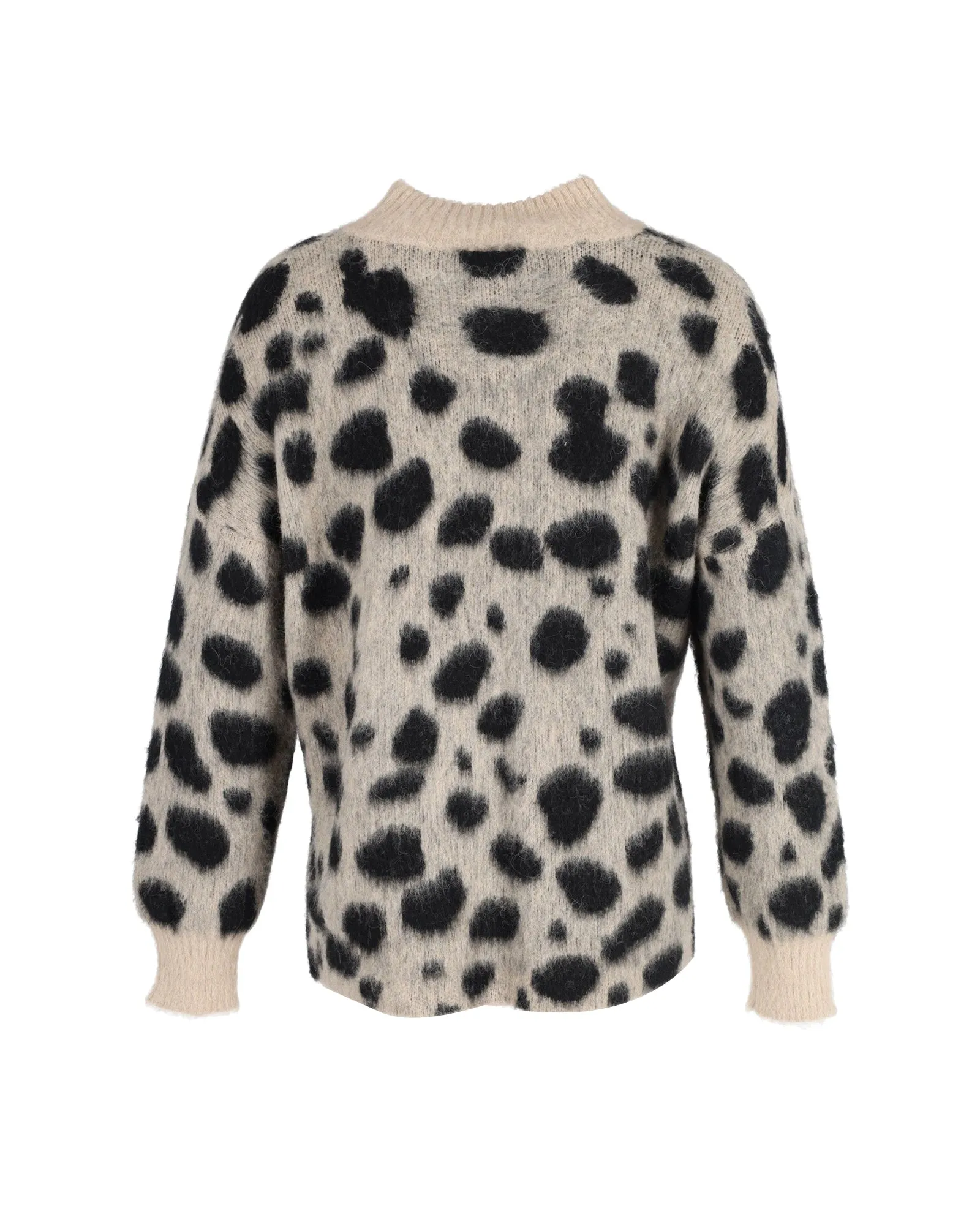 Hugo Boss Fellyna Jacquard Animal Print Sweater in Beige and Black Nylon
