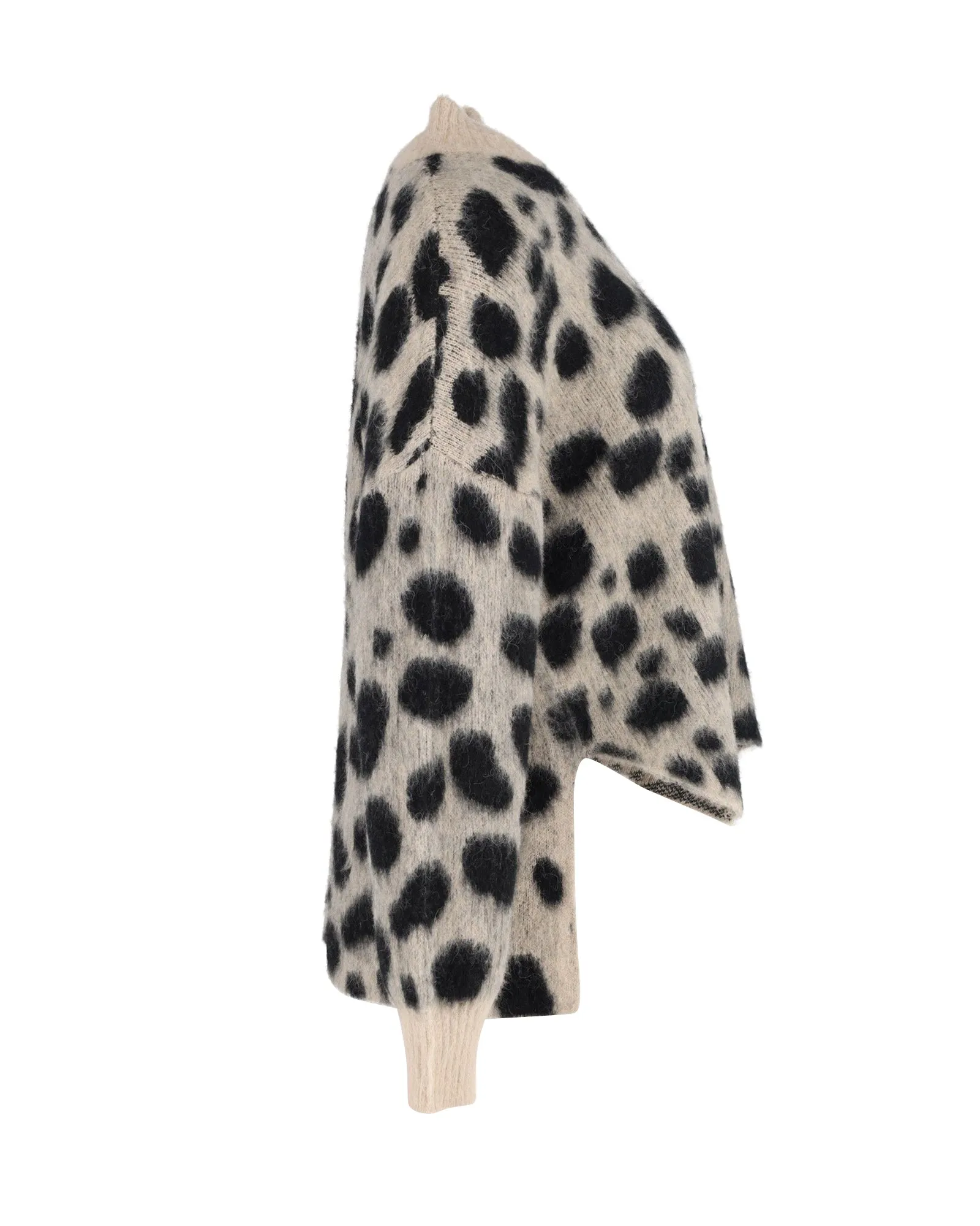 Hugo Boss Fellyna Jacquard Animal Print Sweater in Beige and Black Nylon