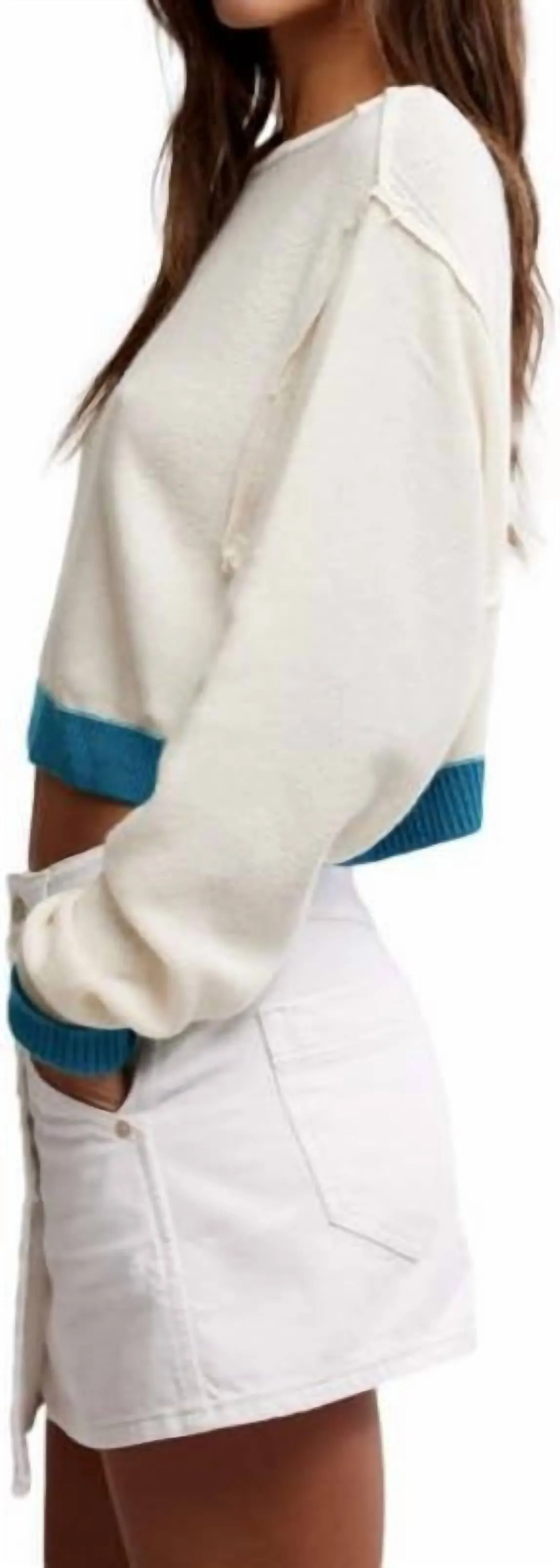 Into The Blue Pullover Sweater In Tropical Blue Combo
