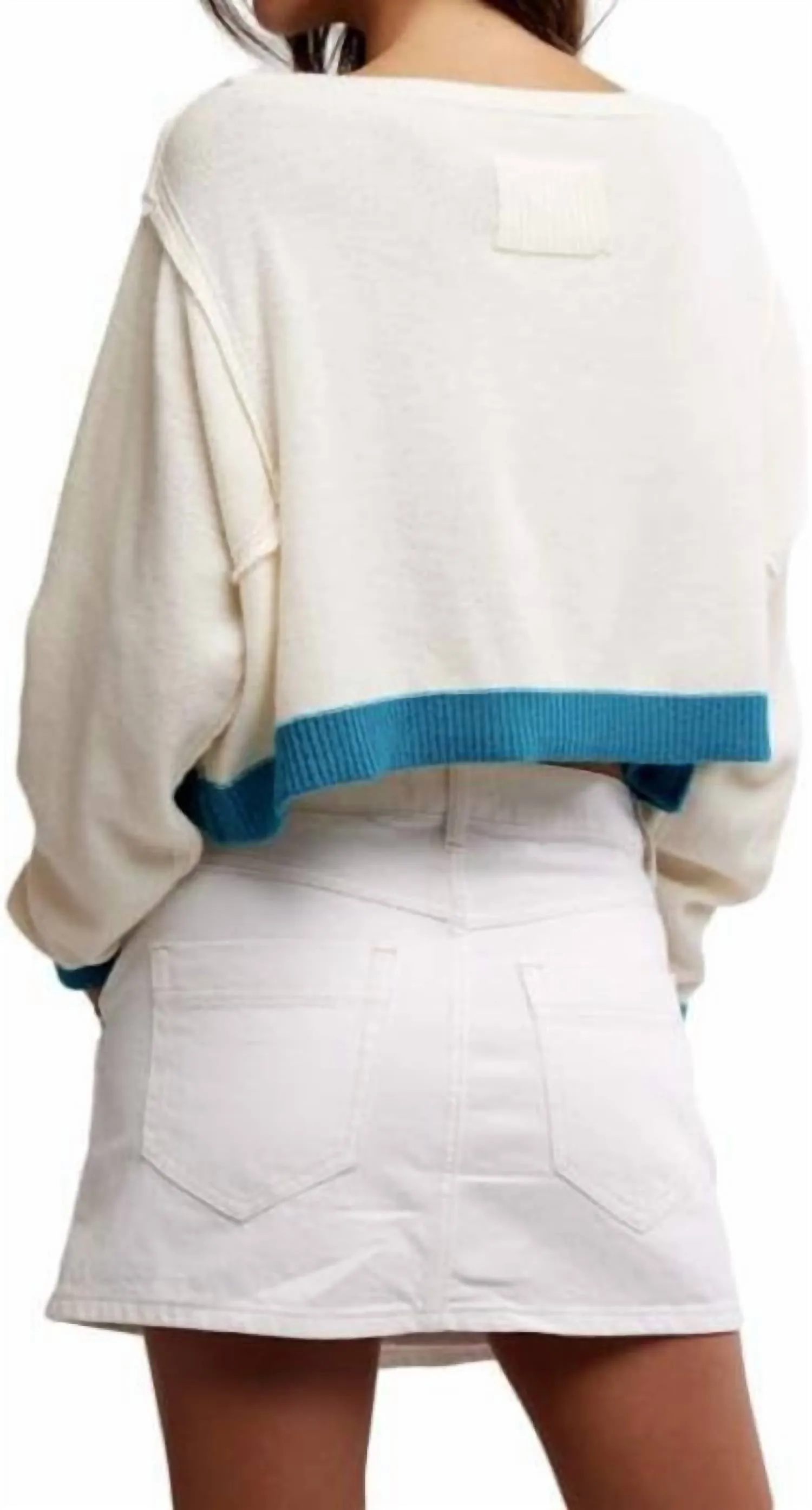 Into The Blue Pullover Sweater In Tropical Blue Combo
