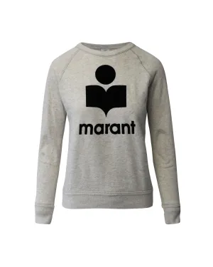 Isabel Marant Etoile Milly Logo Crewneck Sweater in Grey Cotton Polyester