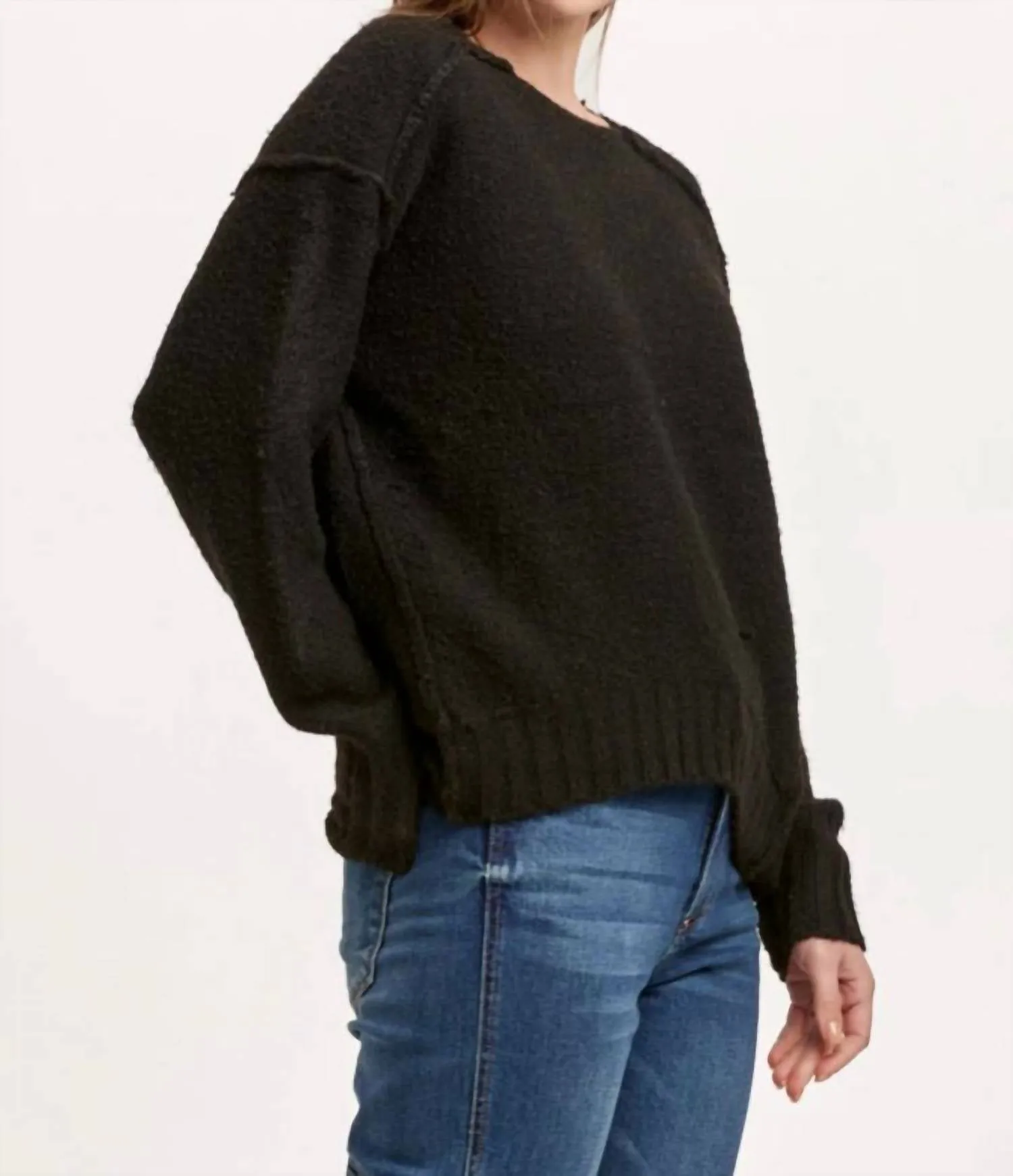 Jessica Exposed Seam Sweater In Black