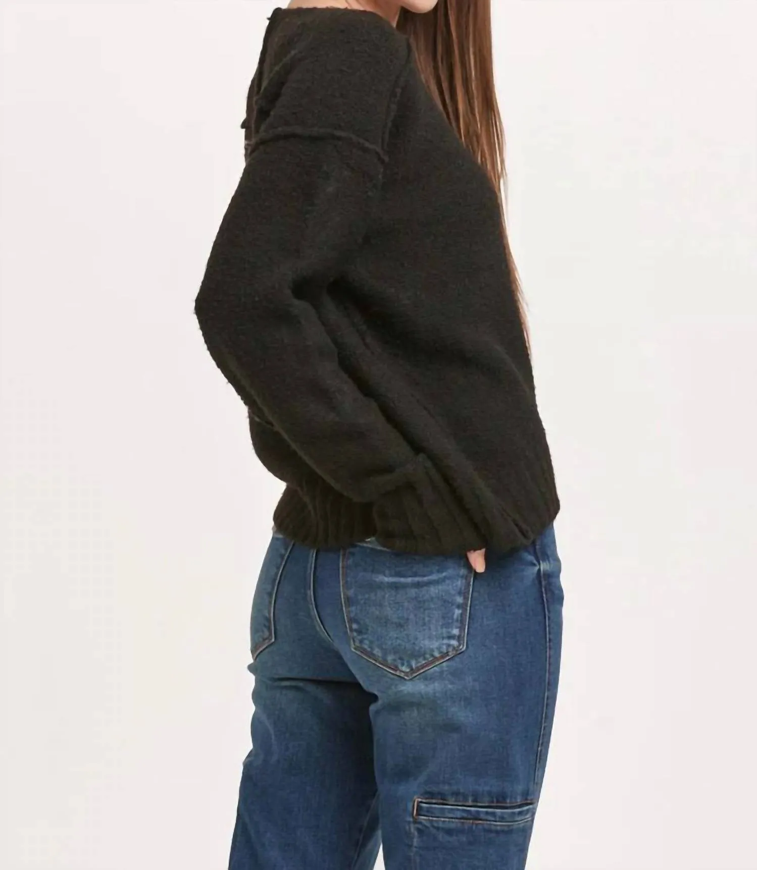 Jessica Exposed Seam Sweater In Black