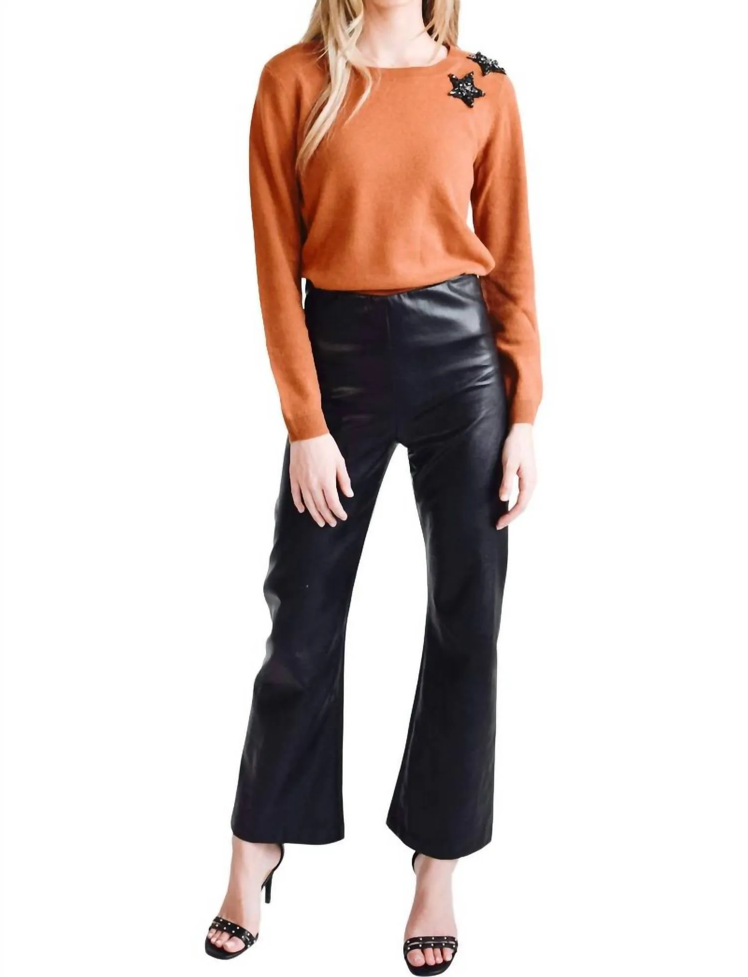 Jewel Neck Sweater In Burnt Sienna
