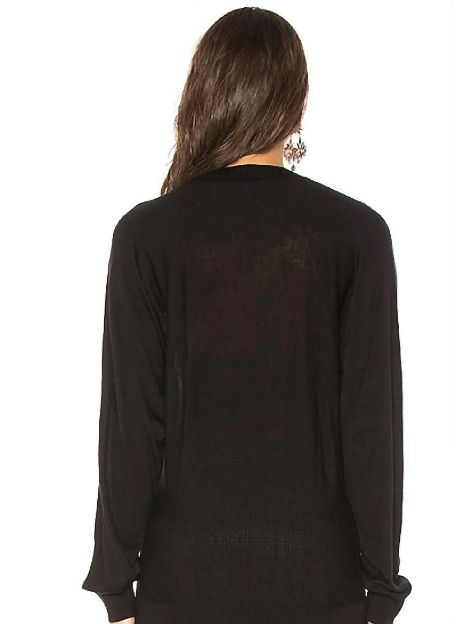 Kenton Two Way Knit Top Long Sleeve Sweater In Black