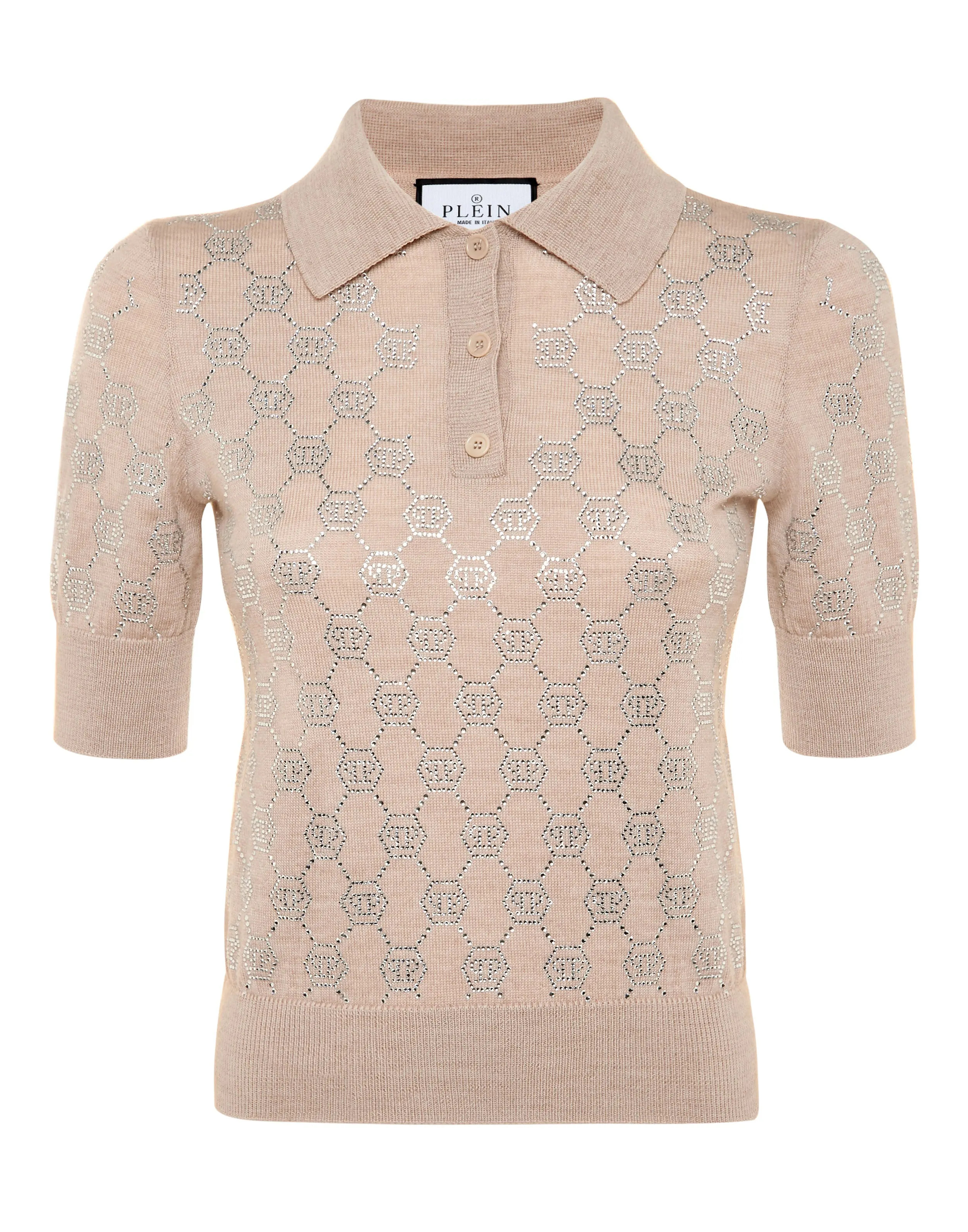 Knitted Strass Polo-Neck SS Monogram
