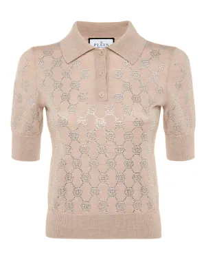 Knitted Strass Polo-Neck SS Monogram