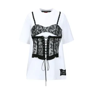 Lace Corset Oversized Tee 'White'