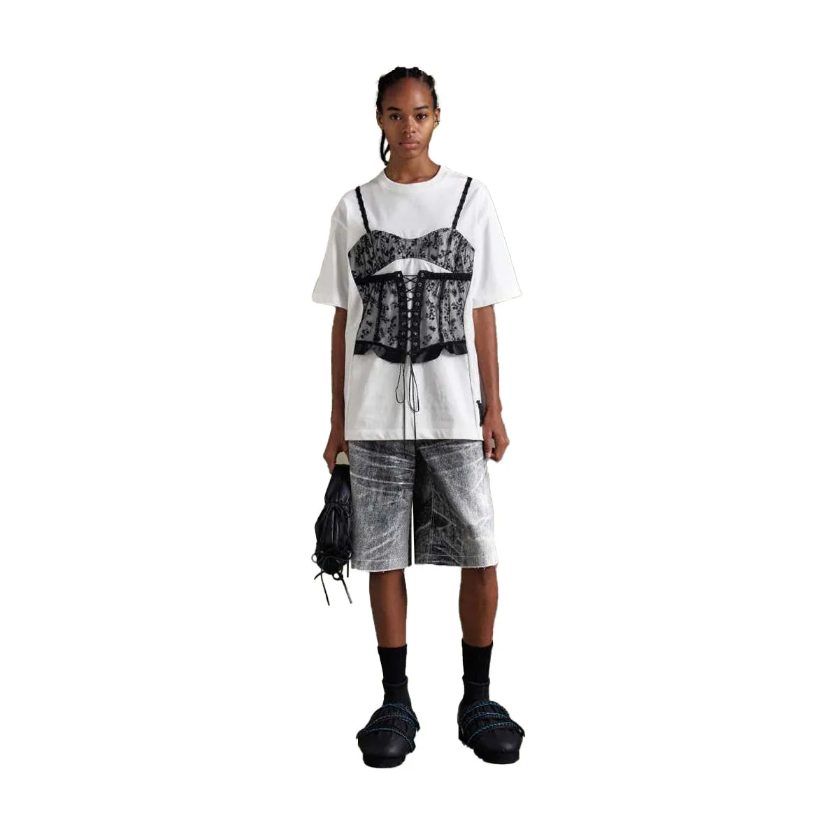 Lace Corset Oversized Tee 'White'