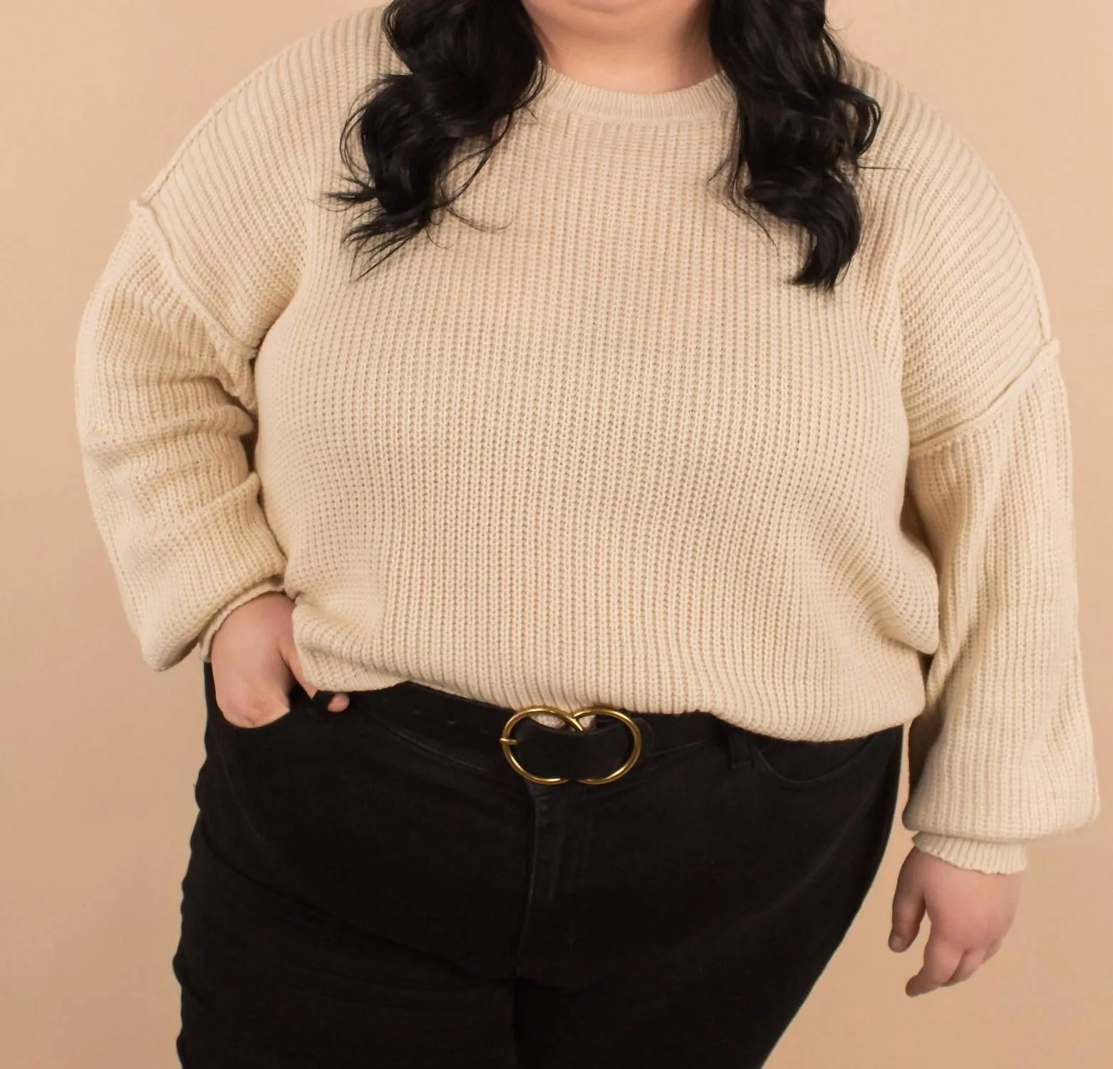 Laurel Oversized Knit Sweater In Cream