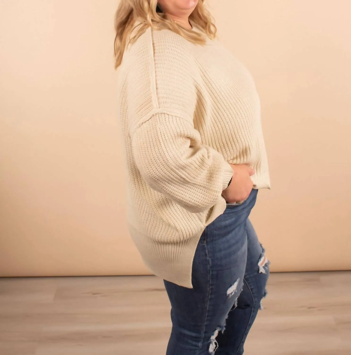 Laurel Oversized Knit Sweater In Cream