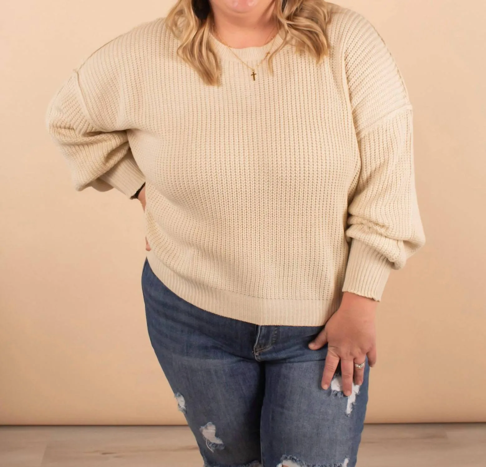 Laurel Oversized Knit Sweater In Cream