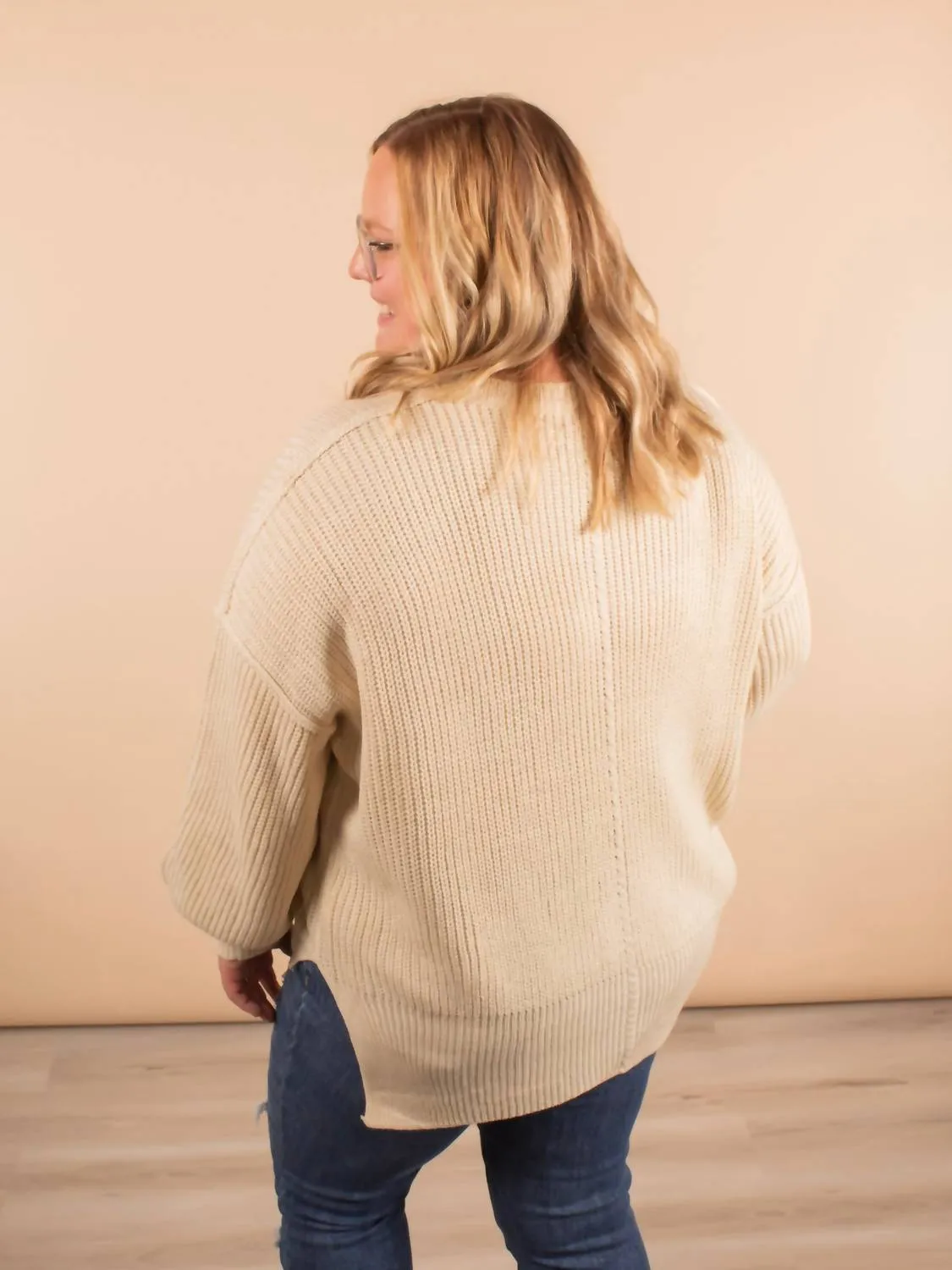 Laurel Oversized Knit Sweater In Cream