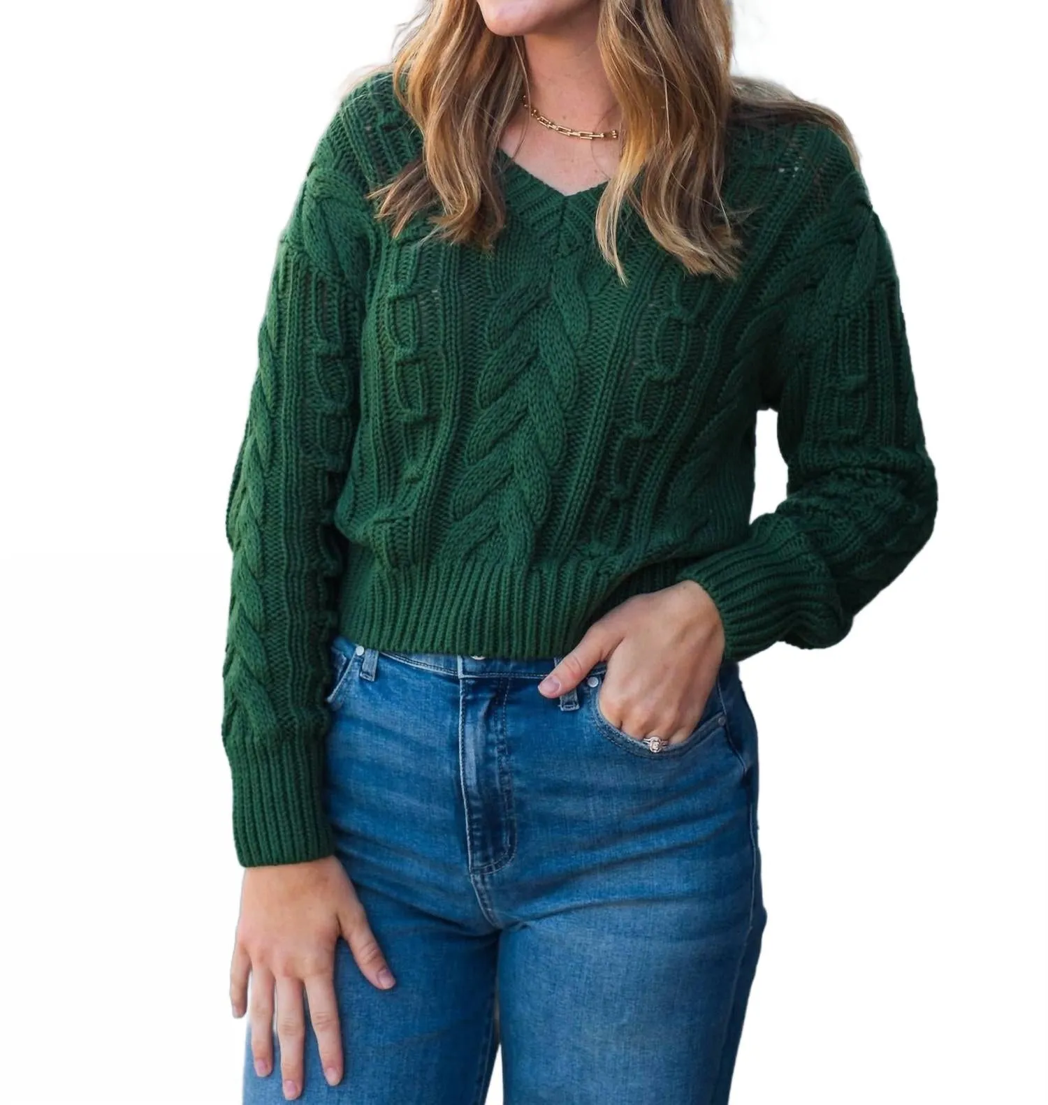 Laurel V Neck Sweater In Army
