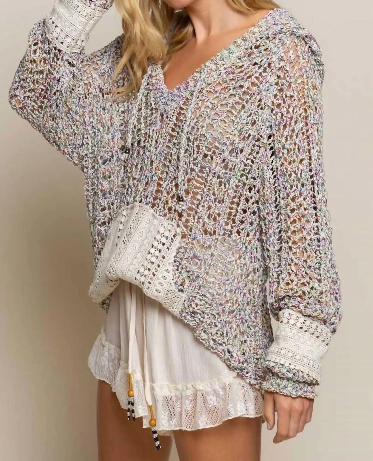 Layered In Love Knit Pullover In Cream