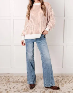 Least High Maintenance Contrast Trim Sweater In Taupe