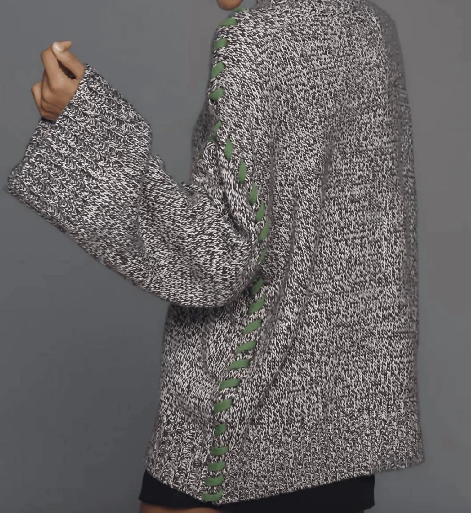 Leith Knit Whipstitch Sweater In Grey