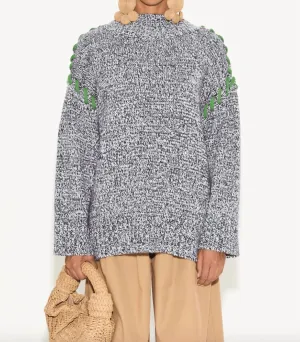 Leith Knit Whipstitch Sweater In Grey