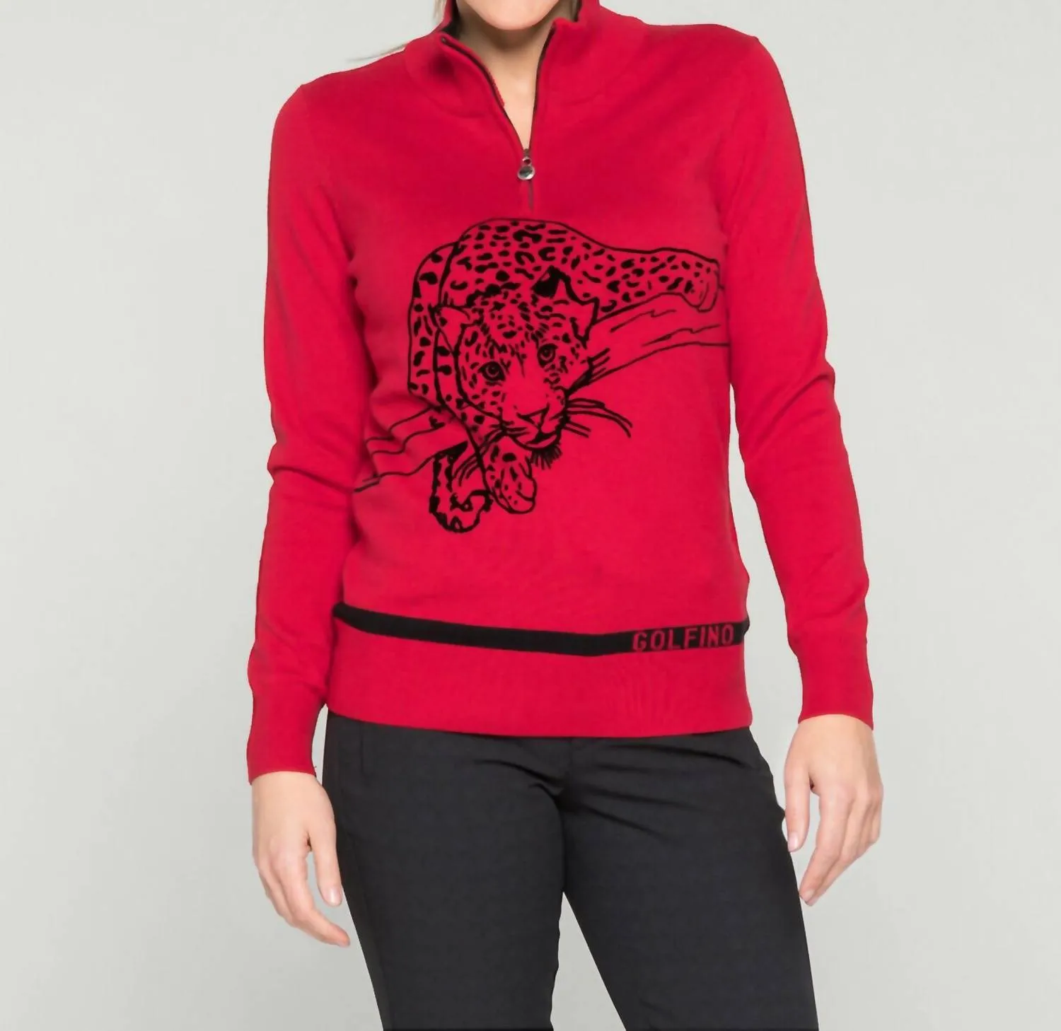 Leopard Instict Troyer Sweater In Red