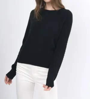 Light Weight Cable Knit Sweater In Black