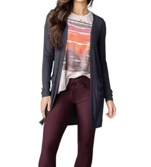 Lightweight Ribbed Cardigan In Soft Black