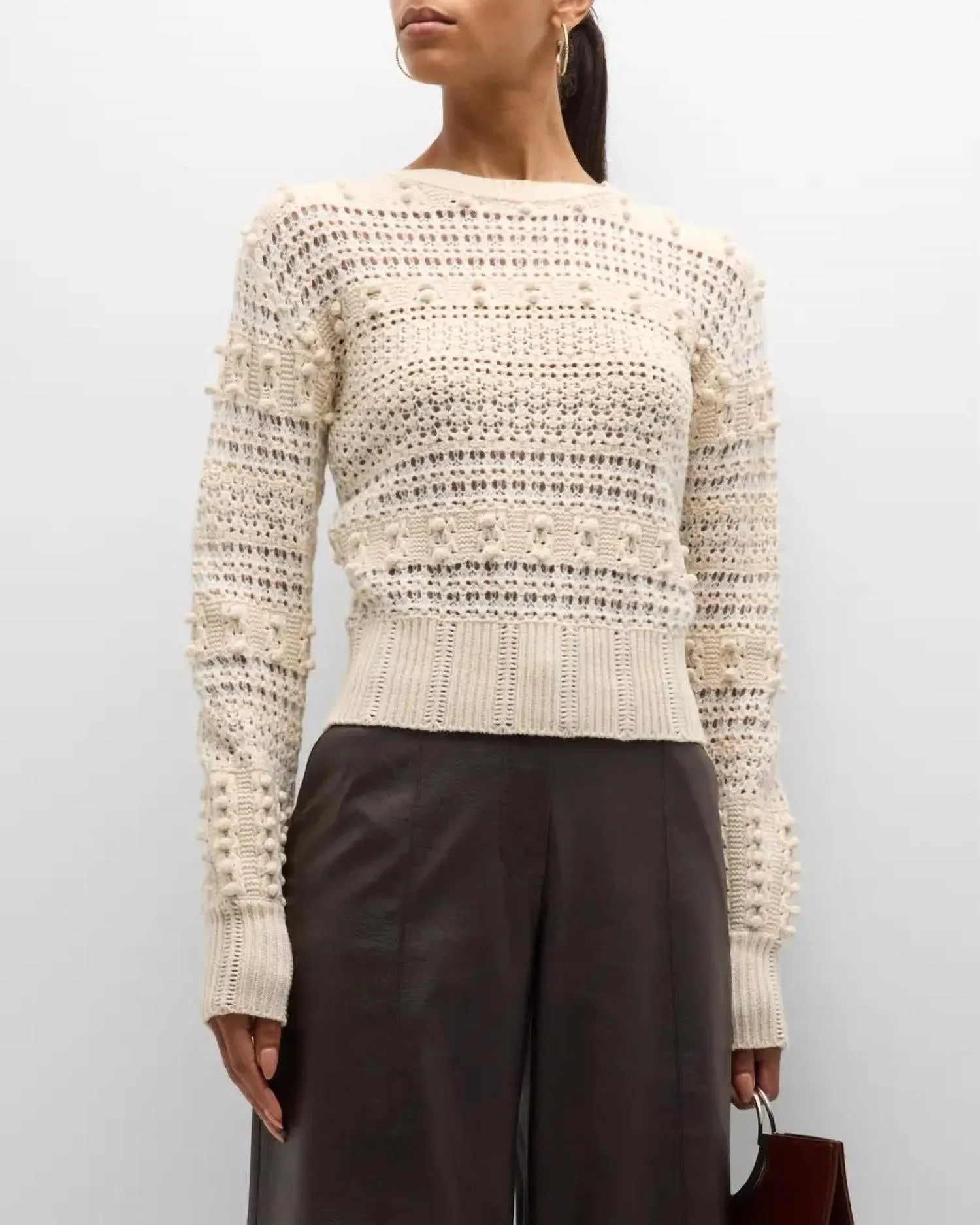 Lo Long-Sleeve Crewneck Sweater In White