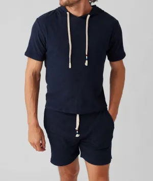 Loop Terry Short Sleeve Hoodie In Indigo