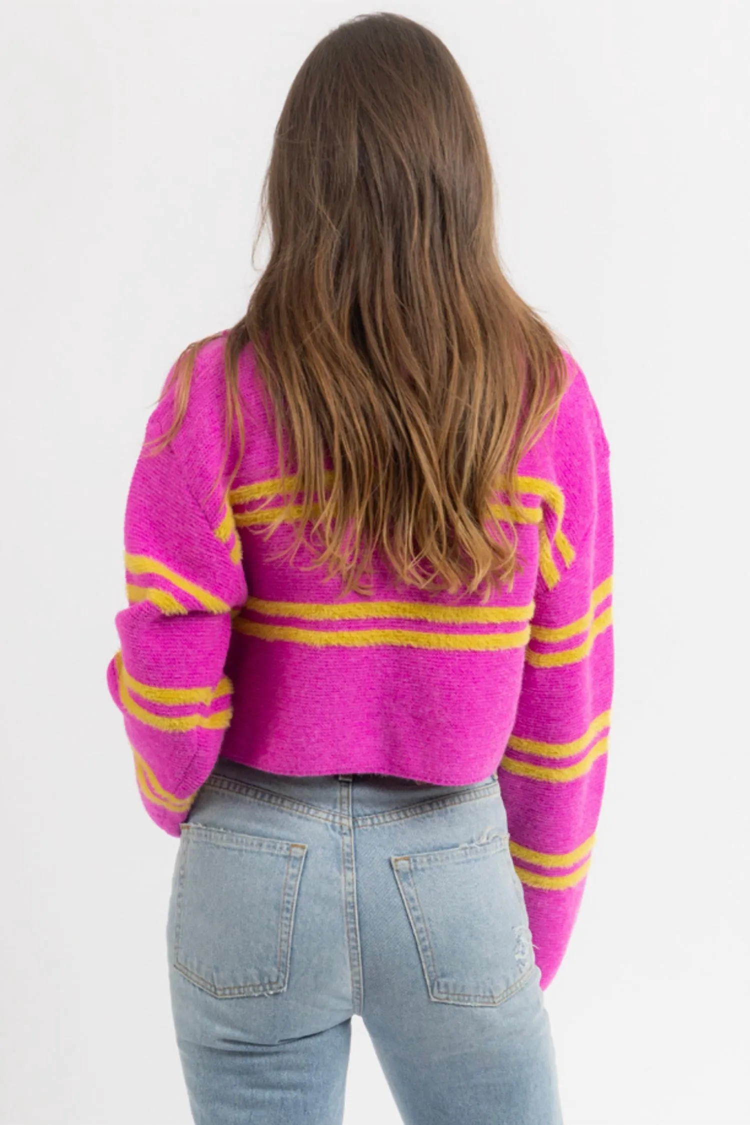 Louis Collared Sweater In Fuchsia