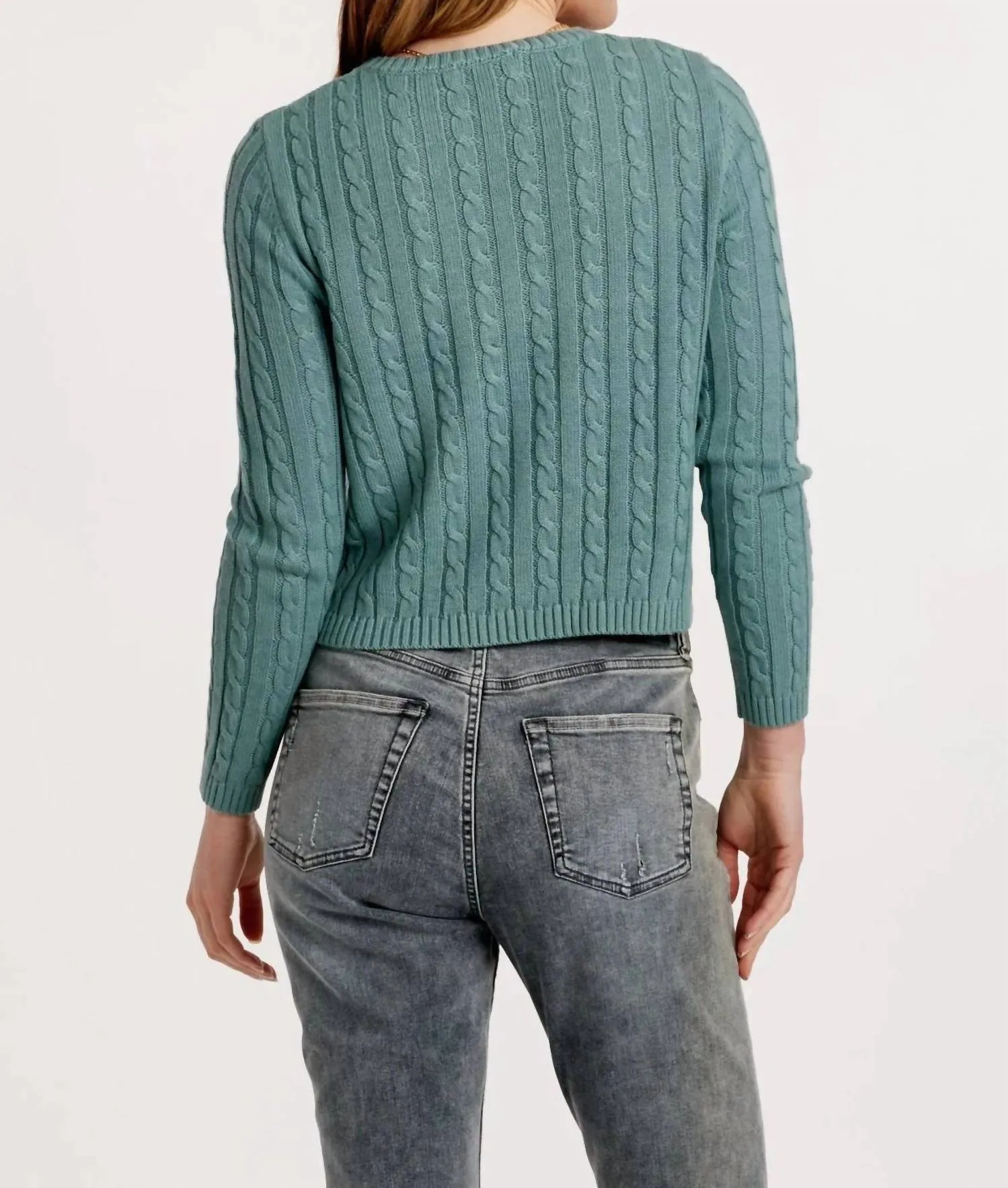 Lupe Cable Knit Sweater In Slate Blue