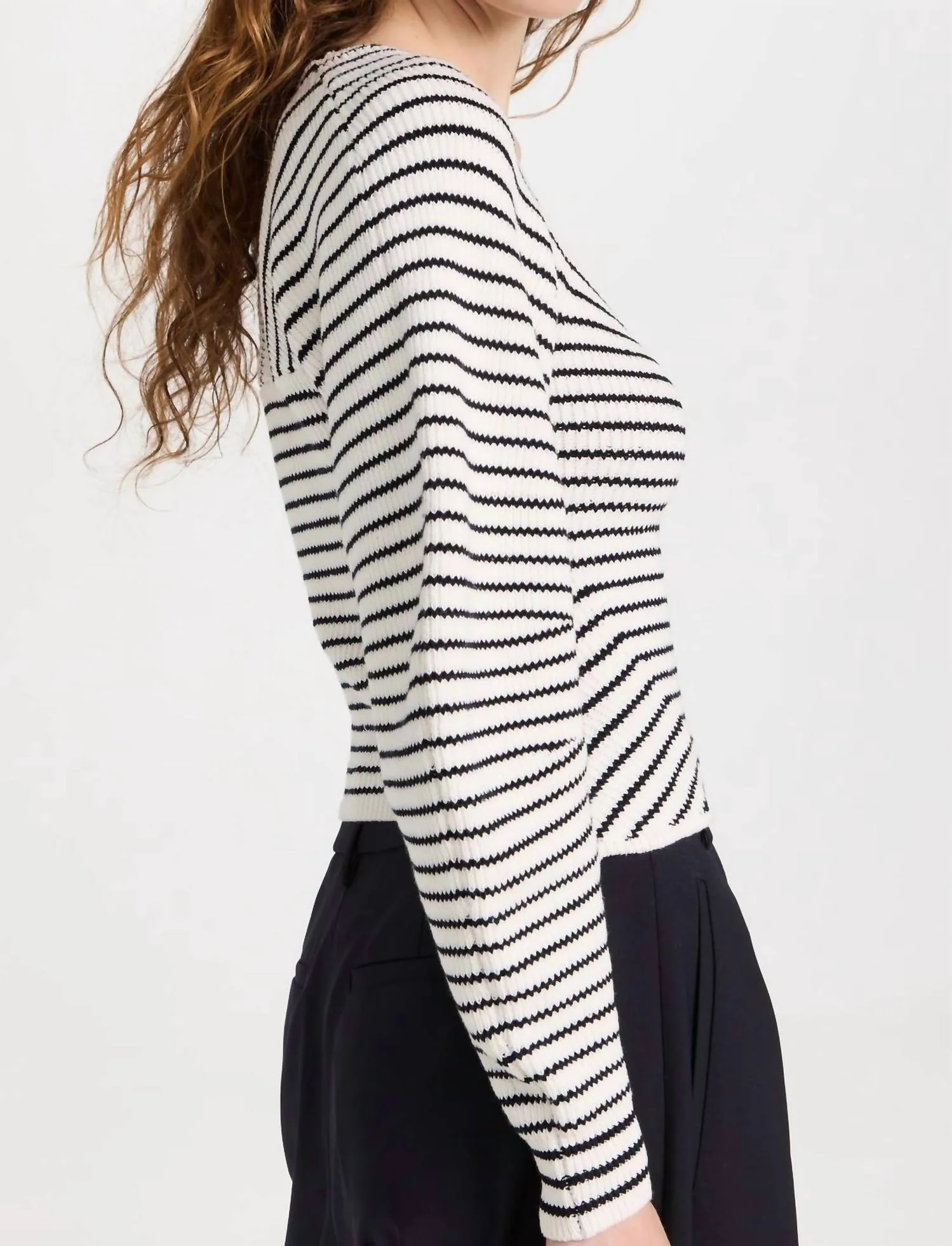 Maeve Sweater In Natural Navy Stripe