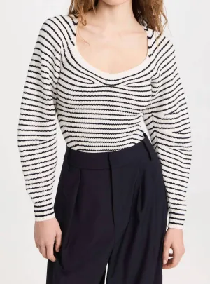 Maeve Sweater In Natural Navy Stripe