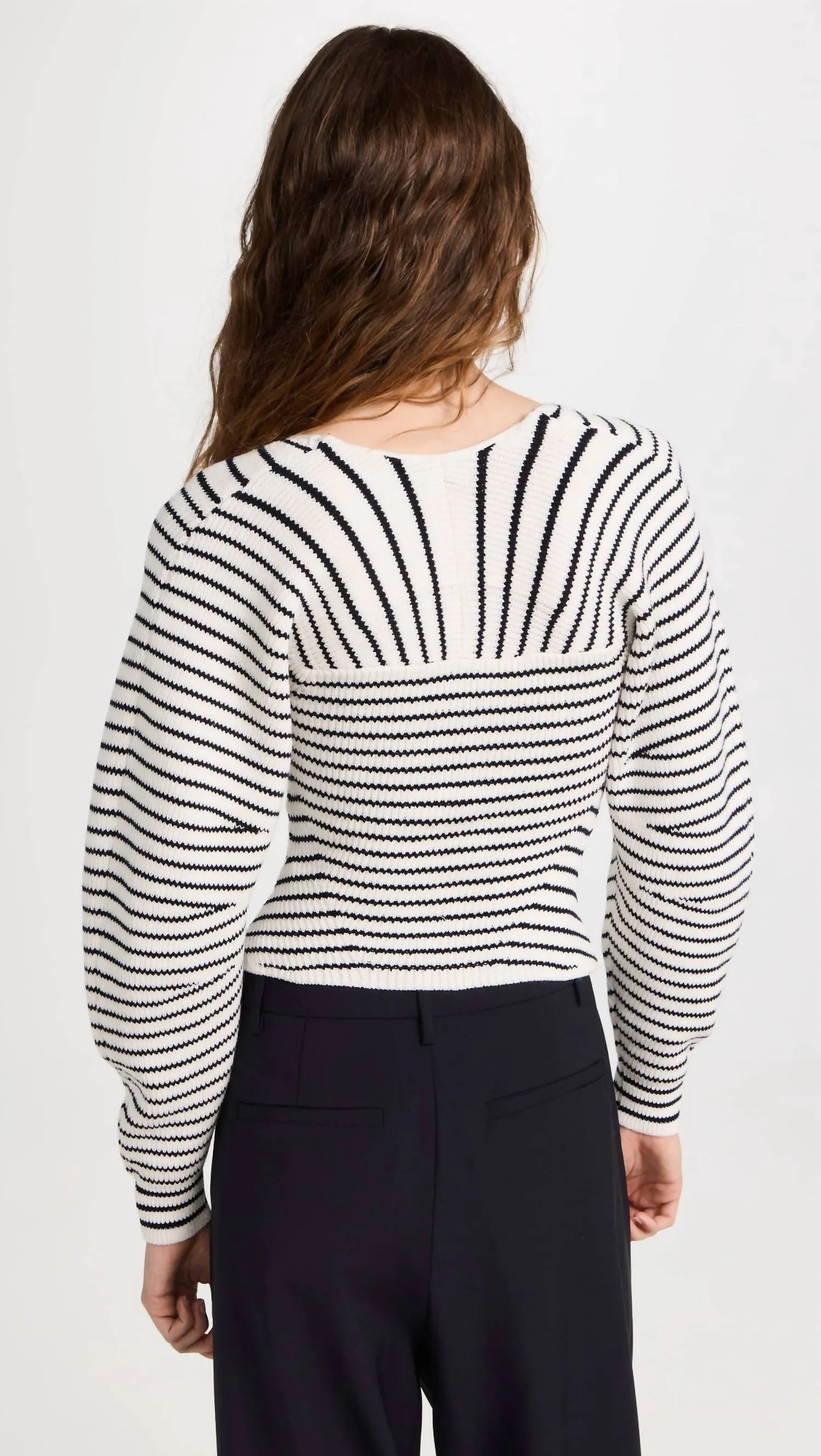 Maeve Sweater In Natural Navy Stripe