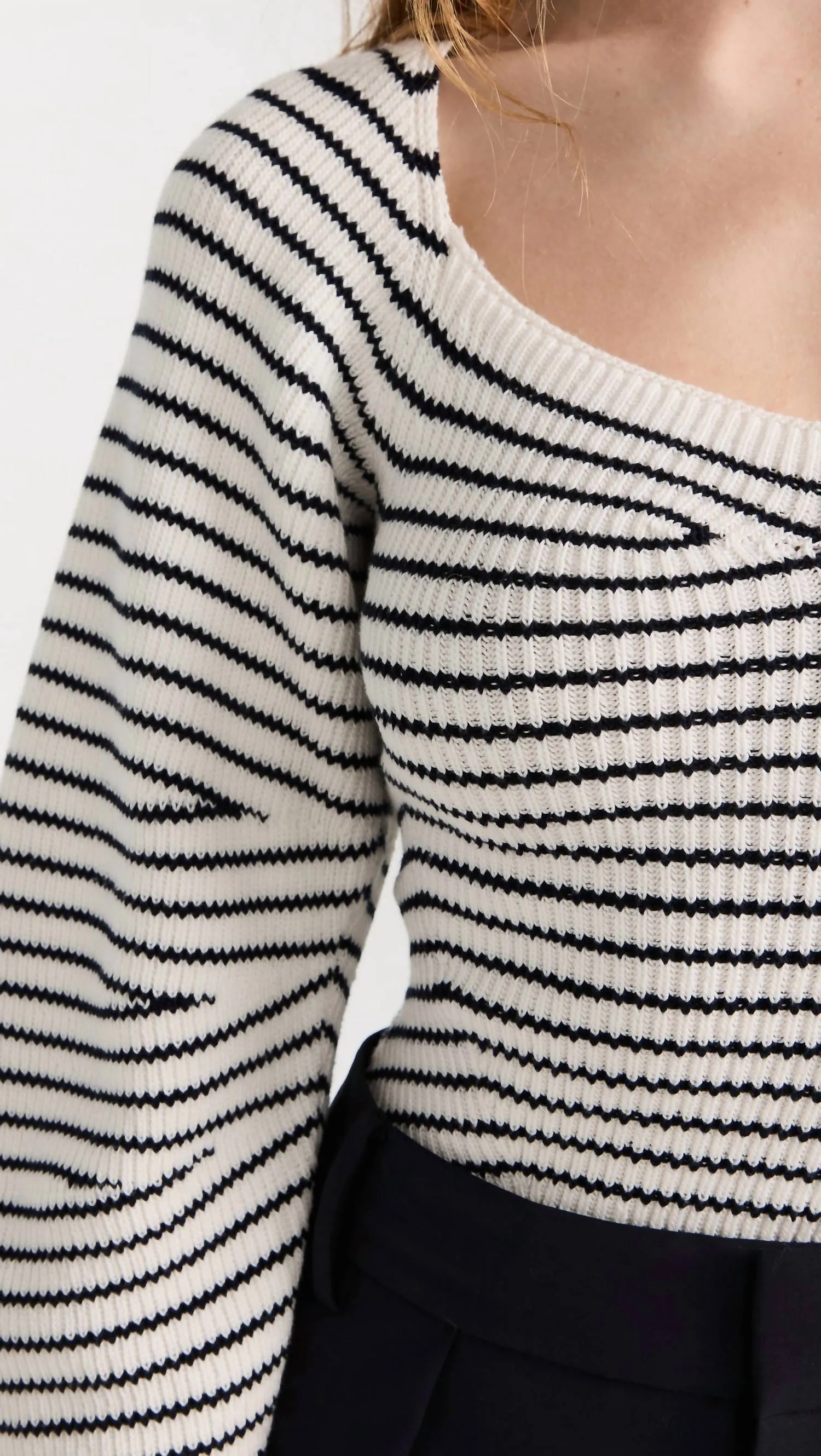 Maeve Sweater In Natural Navy Stripe
