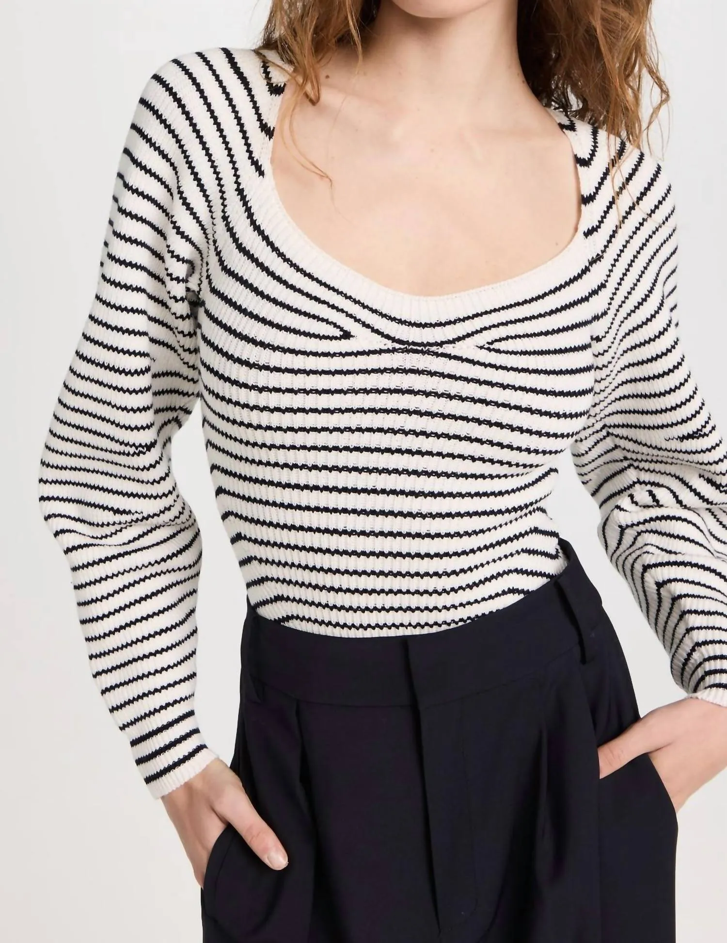 Maeve Sweater In Natural Navy Stripe