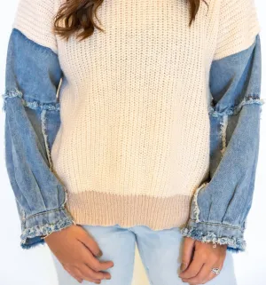 Material Girl Sweater In Ivory/taupe
