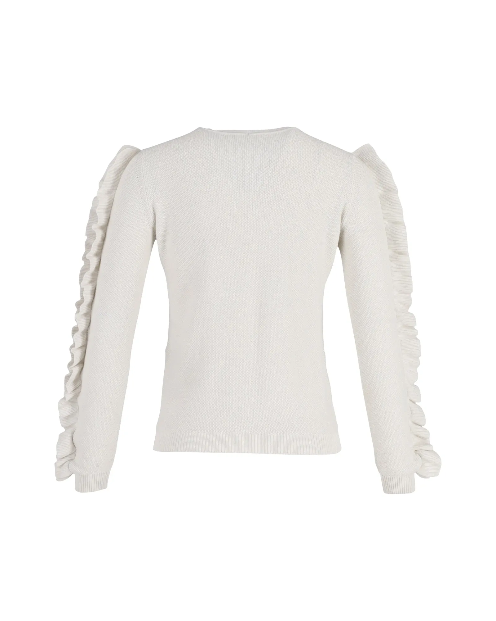 Max Mara Ruffled Sleeve Sweater in White Cotton