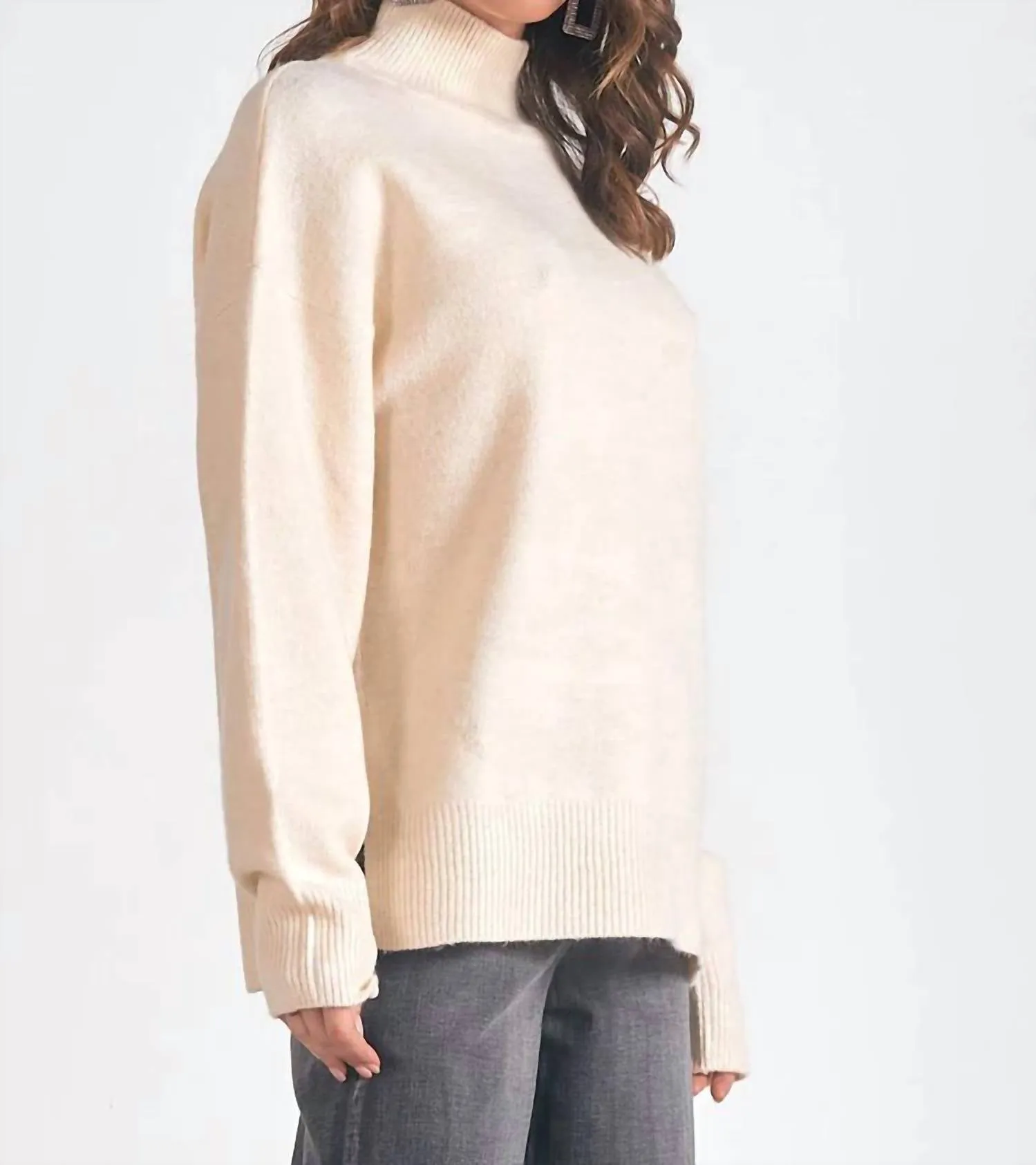 Melanie Mock Turtleneck Sweater In Ivory