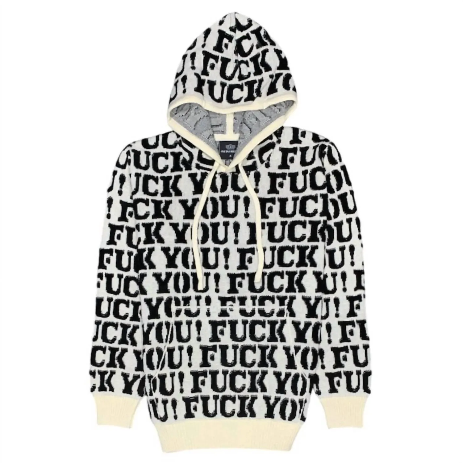 Men's Exclamation Pullover Sweater Hoodie In Ecru