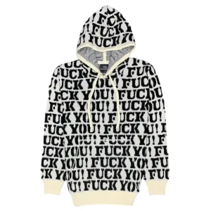Men's Exclamation Pullover Sweater Hoodie In Ecru