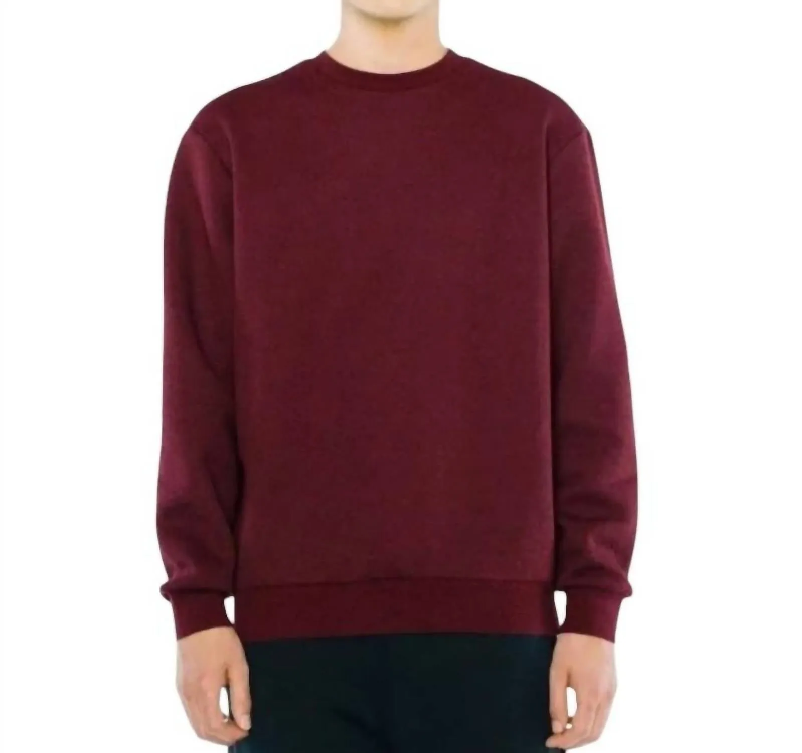 Men's Fleece Long Sleeves Sweatshirt In Cranberry